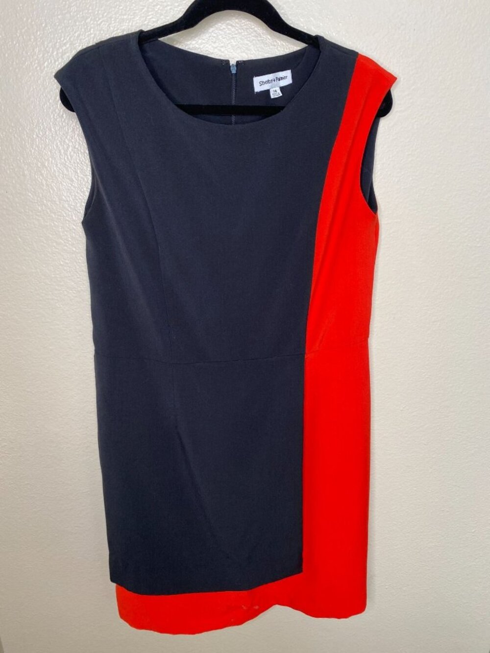 Shelby & Palmer Womens Black & Red Colorblock Dress Size 14 Sleeveless Elegant - Picture 1 of 8